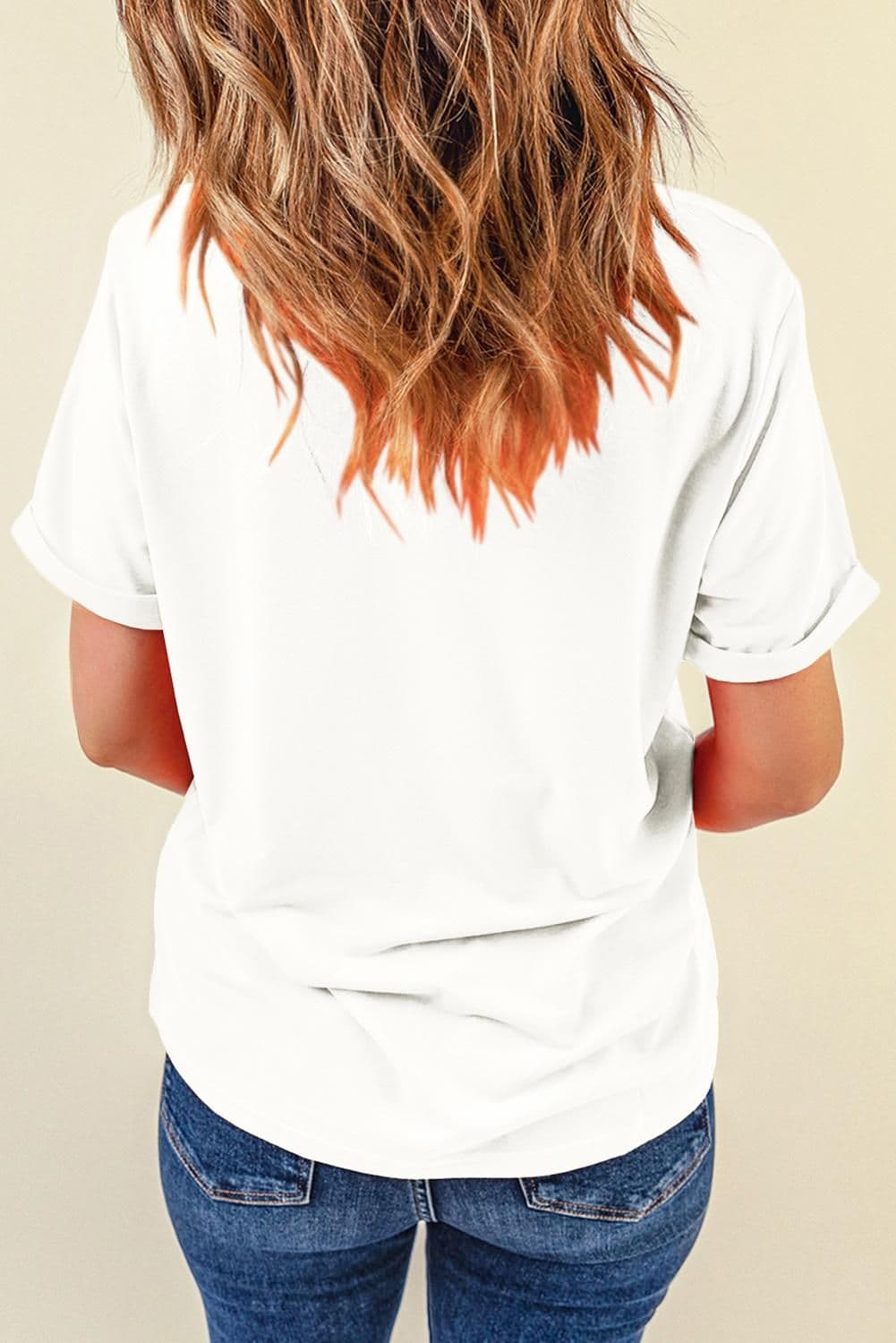 image-Sequin Star Tee - Patriotic Short Sleeve Crew Neck Cotton Blend