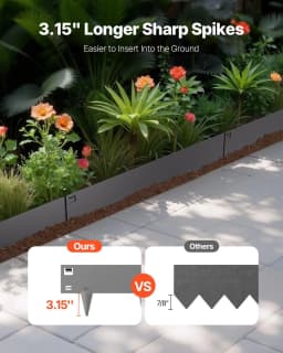 image-VEVOR Steel Landscape Edging, 5 Packs 39 x 4 in Rust-Resistant Metal Landscape Edging, Bendable Garden Edging Border, Heavy Duty Lawn Edging, Easy-to-Install, Flower Bed Yard Pathway Divider Dark Gray