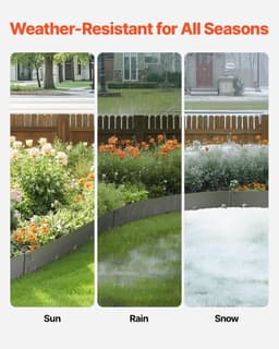 image-VEVOR Steel Landscape Edging, 5 Packs 39 x 4 in Rust-Resistant Metal Landscape Edging, Bendable Garden Edging Border, Heavy Duty Lawn Edging, Easy-to-Install, Flower Bed Yard Pathway Divider Dark Gray