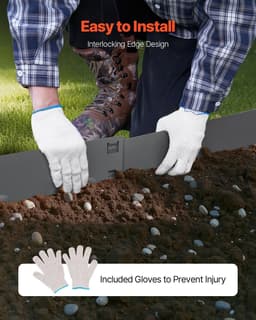 image-VEVOR Steel Landscape Edging, 5 Packs 39 x 4 in Rust-Resistant Metal Landscape Edging, Bendable Garden Edging Border, Heavy Duty Lawn Edging, Easy-to-Install, Flower Bed Yard Pathway Divider Dark Gray