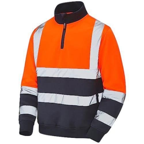 image-Standsafe Hi Vis Zip Neck Workwear Sweatshirt - HV040