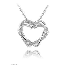 image-Yiwu Fashion Jewelry Factory Jewelry Customized Double Diamond Heart Necklace Earring Set
