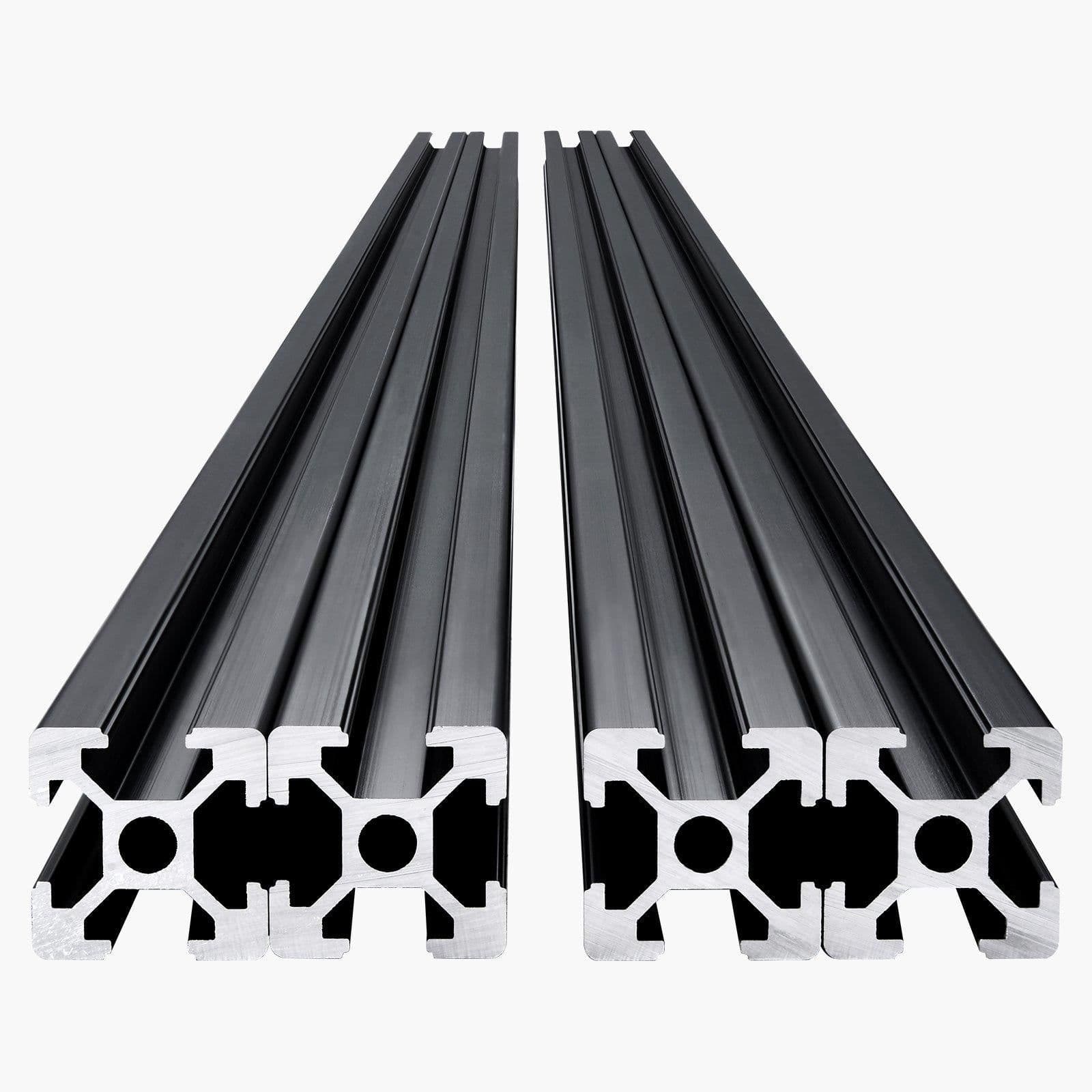 image-VEVOR 4PCS 2020 Aluminum Extrusion T-Slot 47.2" - Black Anodized