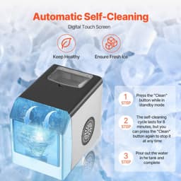 image-VEVOR Nugget Ice Maker, 33lbs/24H Pebble Ice Maker with Self Cleaning, Chewable Ice Maker with Ice Scoop & Drip Tray, Stainless Steel Ice Machine with Convenient Ice Transfer for Home Kitchen Office