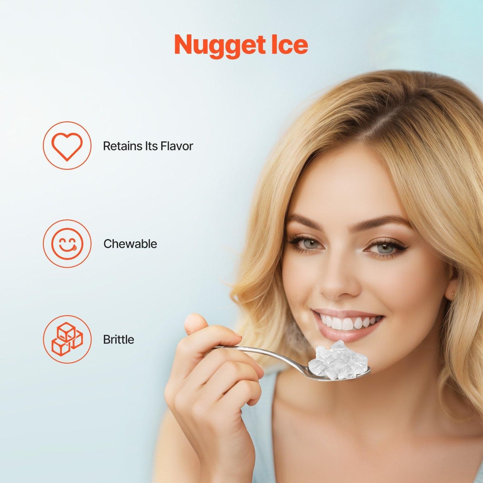 image-VEVOR Nugget Ice Maker, 33lbs/24H Pebble Ice Maker with Self Cleaning, Chewable Ice Maker with Ice Scoop & Drip Tray, Stainless Steel Ice Machine with Convenient Ice Transfer for Home Kitchen Office