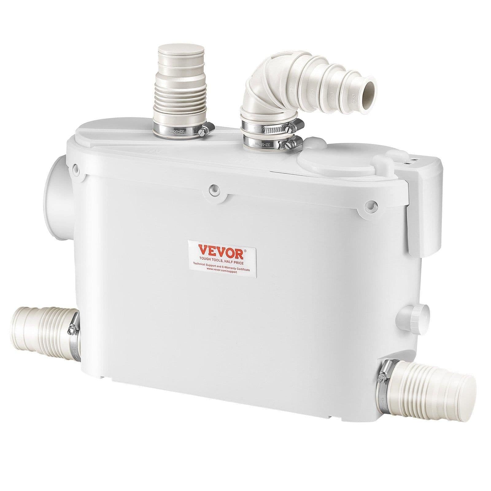 image-VEVOR Macerator Pump 500W - 29 GPM Upflush Toilet Pump 4 Inlets