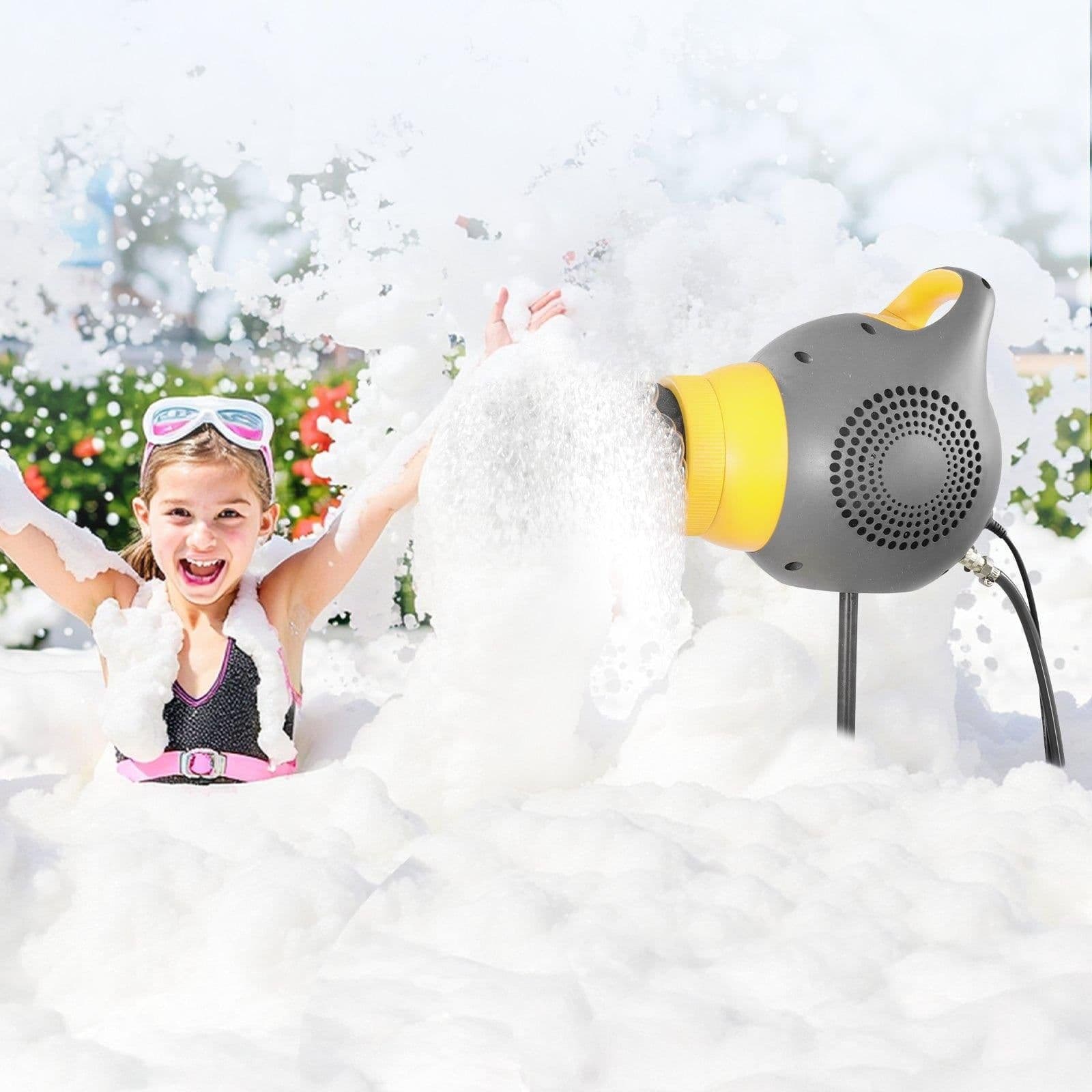 image-VEVOR Foam Machine, 115 W Party Foam Cannon, Portable Foam Maker with a Tripod Stand, Powerful Foam Party Machine, for Backyard, Pool, Outdoor Events, Birthdays, Celebrations and Party, Grey & Yellow