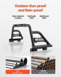 image-VEVOR Truck Bed Roll Bar, Universal Pickup Sport Adjustable Bar Chase Rack Compatible with Mid-Size Truck, Carbon Steel Construction with Extension Light Bracket, No Rack Included