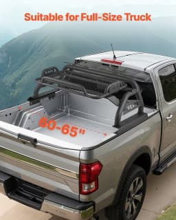 image-VEVOR Truck Bed Roll Bar, Universal Adjustable Sport Bar Chase Rack, with Luggage Rack for Full-Size Pickup, Carbon Steel Construction with Extension Light Bracket, Rust-resistant Coating