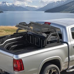 image-VEVOR Truck Bed Roll Bar, Universal Adjustable Sport Bar Chase Rack, with Luggage Rack for Full-Size Pickup, Carbon Steel Construction with Extension Light Bracket, Rust-resistant Coating