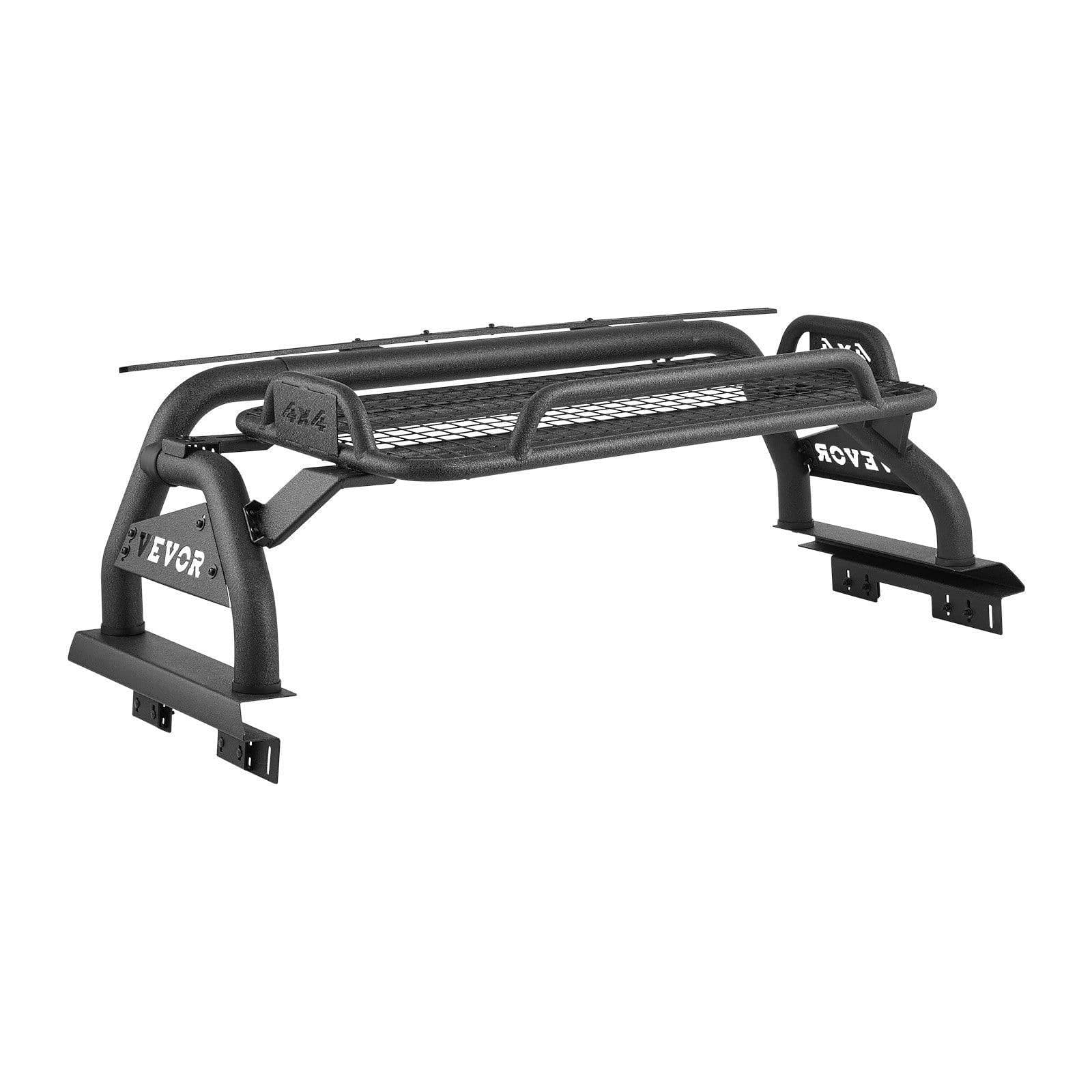 image-VEVOR Truck Bed Roll Bar, Universal Adjustable Sport Bar Chase Rack, with Luggage Rack for Full-Size Pickup, Carbon Steel Construction with Extension Light Bracket, Rust-resistant Coating