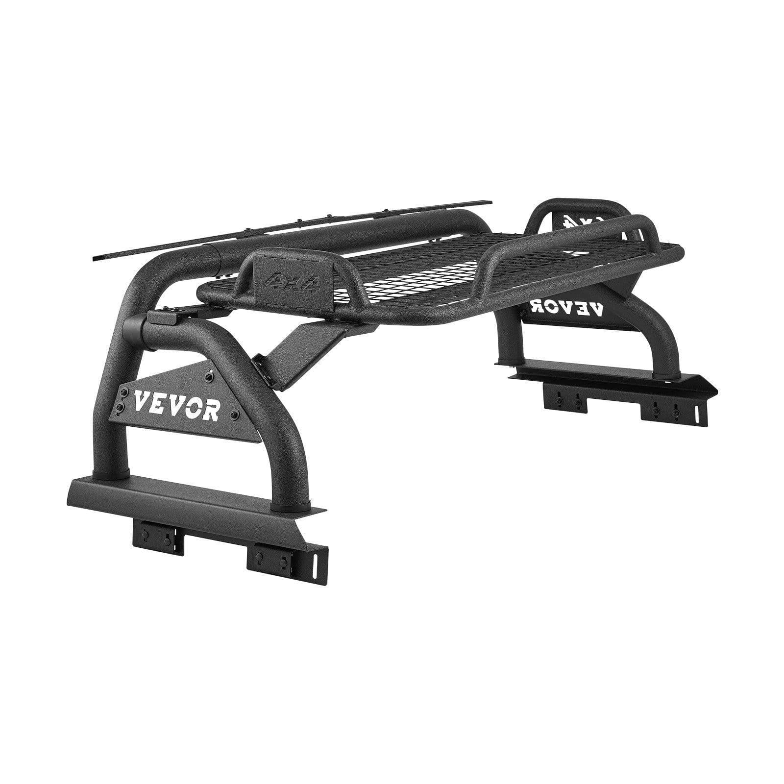 image-VEVOR Truck Bed Roll Bar, Universal Adjustable Sport Bar Chase Rack, with Luggage Rack for Full-Size Pickup, Carbon Steel Construction with Extension Light Bracket, Rust-resistant Coating
