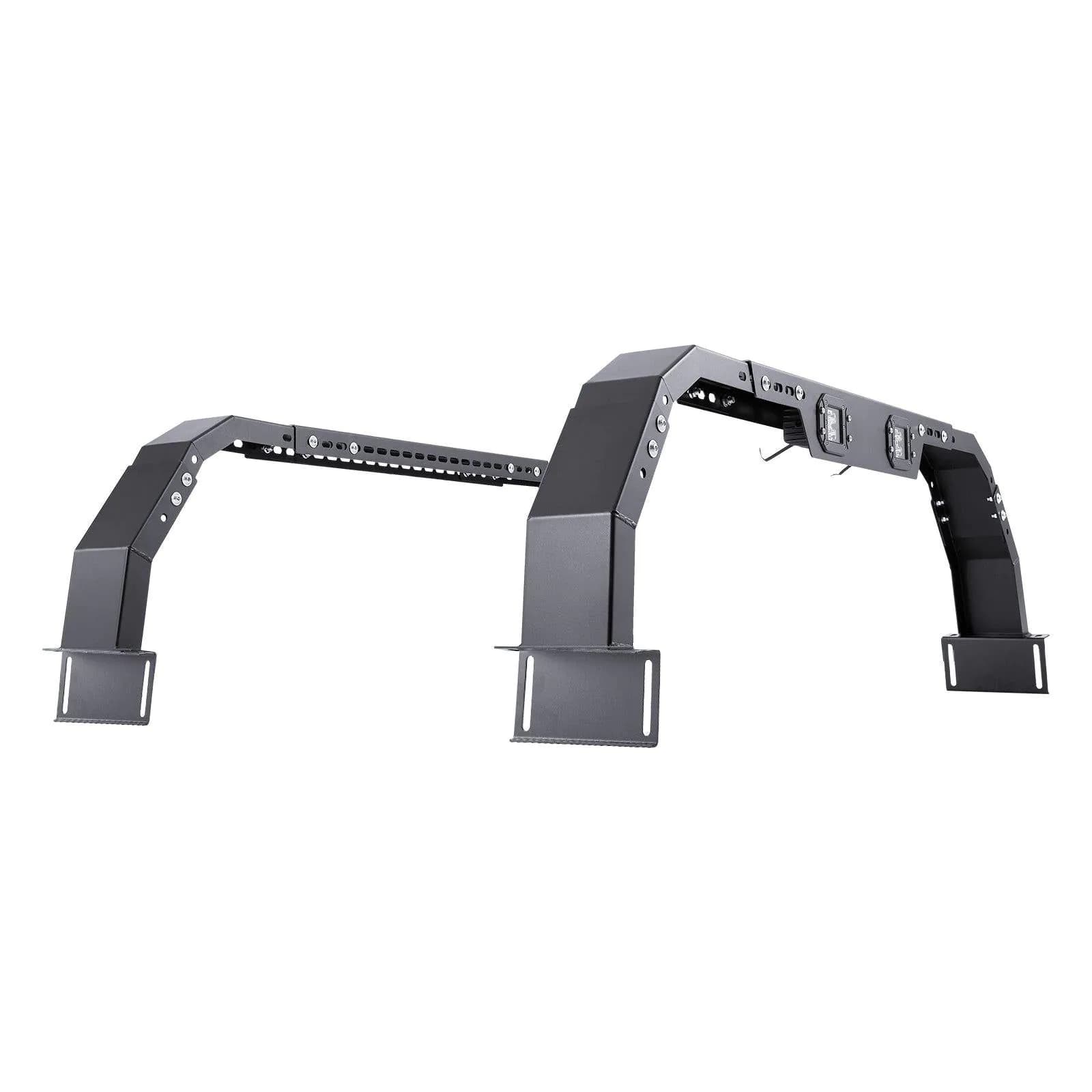 image-VEVOR Overland Truck Bed Rack, 14.4-17.3 in Height, Adjustable Bed Cargo Rack with Security LED Light, Compatible with Ram 1500/Tundra/Silverado 1500/F150/Gladiator JT/Colorado/Canyon/Ranger/Maverick