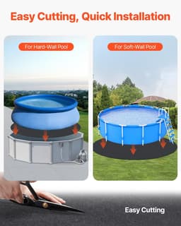 image-VEVOR 12ft Round Pool Liner Pad, Pool Liner Pad for Above Ground Swimming Pools, Extra-Thick Pool Mat, Prevents Punctures, Recycled Geotextile Material Underlayment Pad, Extend Liner Life