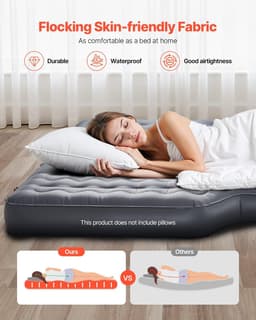 image-VEVOR Car Air Mattress, Inflatable Car Camping Mattress, Oxford Thickened Travel Beds, Comfortable and Durable Portable Sleeping Pad with Air Pump, Nozzle, Carry Bag, Fits Most SUV MPV Sedan, Gray