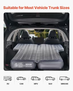 image-VEVOR Car Air Mattress, Inflatable Car Camping Mattress, Oxford Thickened Travel Beds, Comfortable and Durable Portable Sleeping Pad with Air Pump, Nozzle, Carry Bag, Fits Most SUV MPV Sedan, Gray
