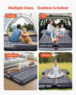 image-VEVOR Car Air Mattress, Inflatable Car Camping Mattress, Oxford Thickened Travel Beds, Comfortable and Durable Portable Sleeping Pad with Air Pump, Nozzle, Carry Bag, Fits Most SUV MPV Sedan, Gray