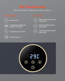 image-VEVOR Tankless Electric Water Heater, 36kW Instant Hot Water Heater Under Sink, On Demand for Bathroom, Kitchen, Office with LCD Touch Screen, Child Security Lock ,Space-Saving, 240V