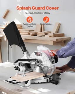 image-VEVOR Compound Miter Saw, 10-Inch Blade, 15 Amp Motor, 60-Tooth, Corded Single Bevel 0-45°, LED Precision Alignment, Angle Adjustable, Lightweight Cast Aluminum Base, for Wood, Composite Decking