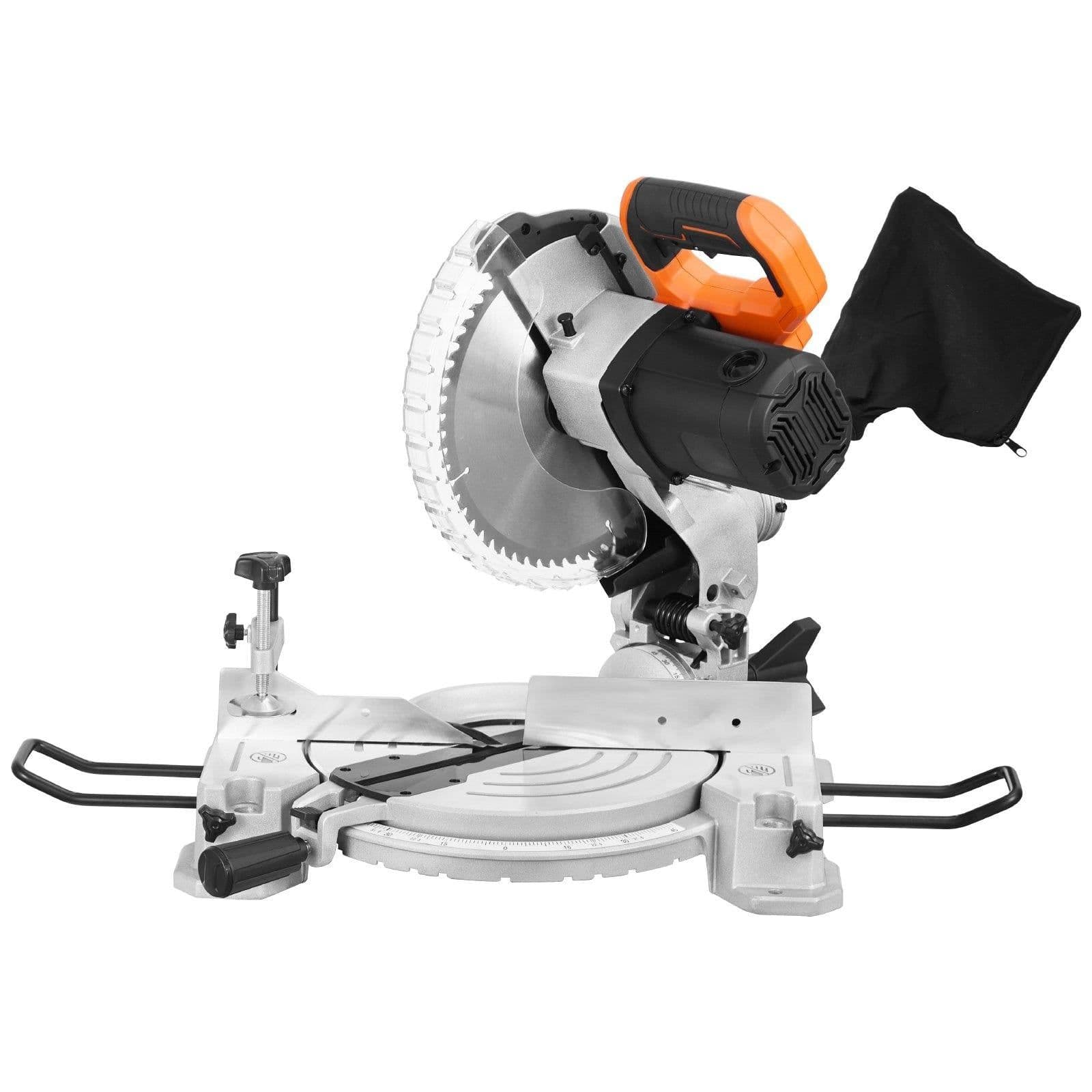 image-VEVOR Compound Miter Saw, 10-Inch Blade, 15 Amp Motor, 60-Tooth, Corded Single Bevel 0-45°, LED Precision Alignment, Angle Adjustable, Lightweight Cast Aluminum Base, for Wood, Composite Decking