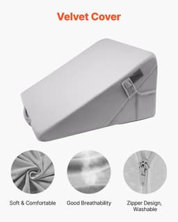 image-VEVOR Bed Wedge Pillow for Sleeping, Adjustable Orthopedic Bed Wedge, 25D High-Density Foam Filling & Soft Washable Cover, Post Surgery Pillow for Acid Reflux, Back Pain, Snoring Relief, Light Grey