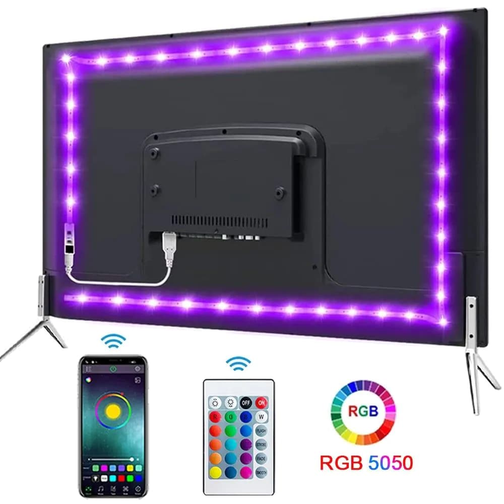 image-Tape Bluetooth USB LED Strip Light 5050 SMD 5V USB RGB Lights Flexible LED Lamp Tape Ribbon RGB Self-adhesive TV Desktop Diode