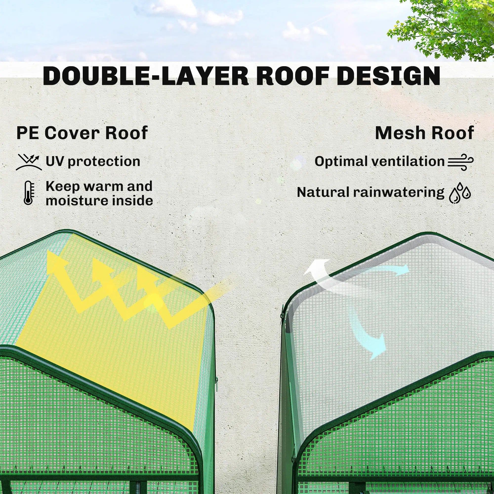 image-Garden Bed Mini Greenhouse - Green/Dark Green, 27.6"W x 50"H