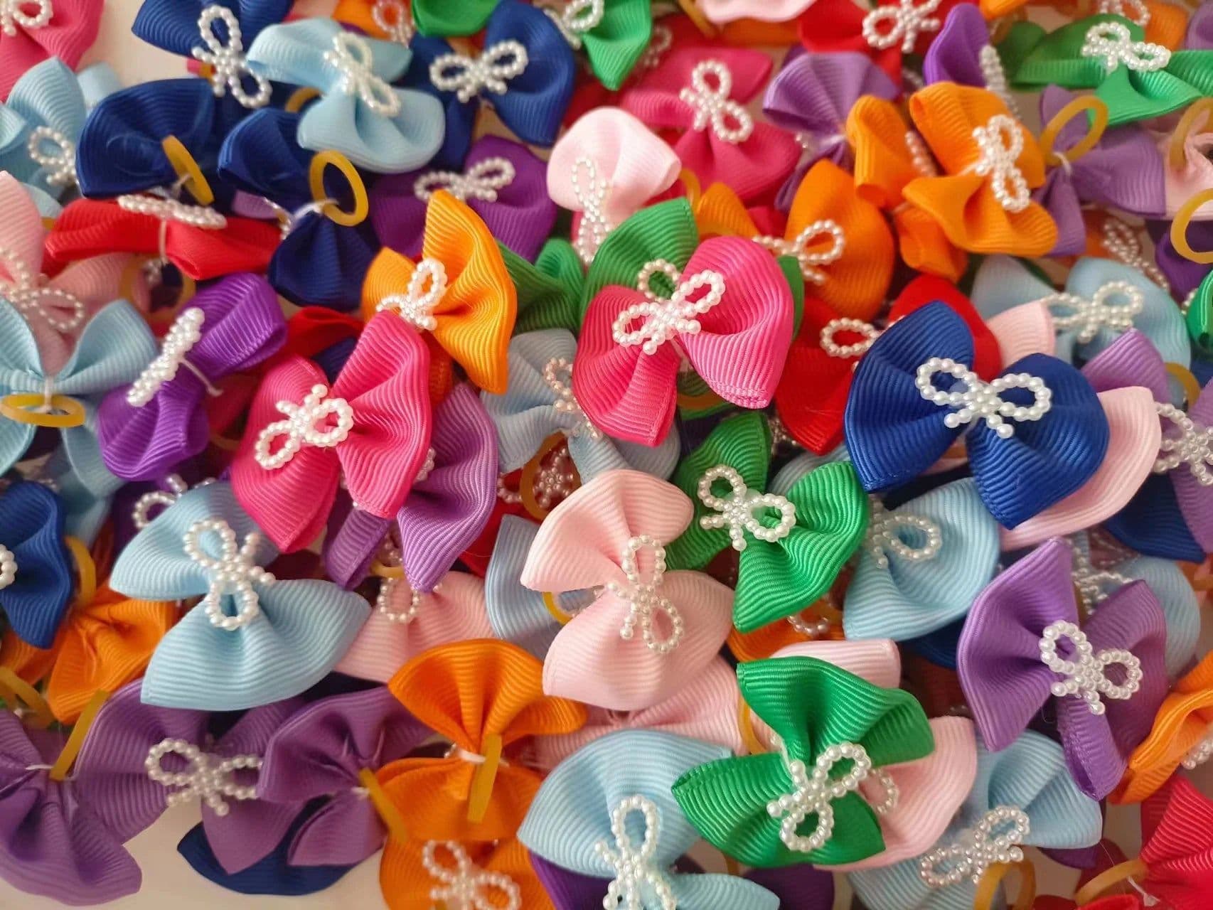 image-5PCS Large Dog Bows Pure Style Pet Dog Hair Bowknot Small Dog Hair Accessories Rubber Bands Dog Grooming Accessories