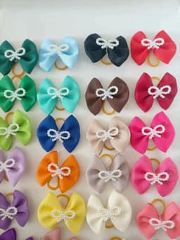 image-5PCS Large Dog Bows Pure Style Pet Dog Hair Bowknot Small Dog Hair Accessories Rubber Bands Dog Grooming Accessories
