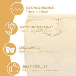 image-Nut Milk Bags Reusable Organic Cotton Nut Bag for Almond Milk Juice Cold Brew Coffee Tea Yogurt Filter Strainers Mesh Cheese Bag