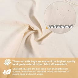 image-Nut Milk Bags Reusable Organic Cotton Nut Bag for Almond Milk Juice Cold Brew Coffee Tea Yogurt Filter Strainers Mesh Cheese Bag