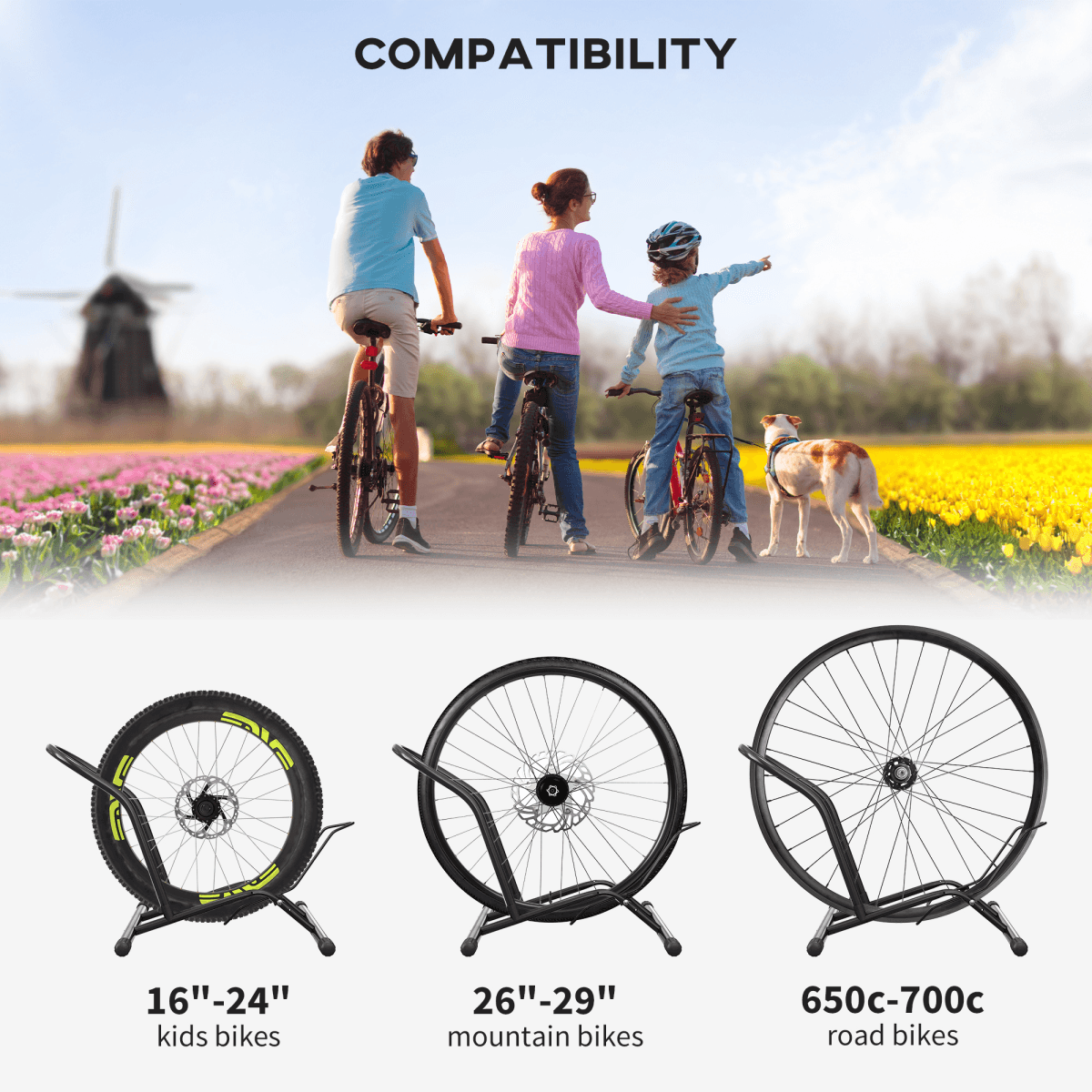 image-Sportnow Steel Bike Stand - Black Indoor Bicycle Rack