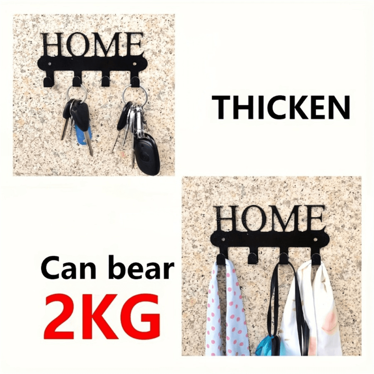 image-CIFbuy Iron Wall Key Holder - Entryway Organizer - Rust-Resistant, 4 Hooks