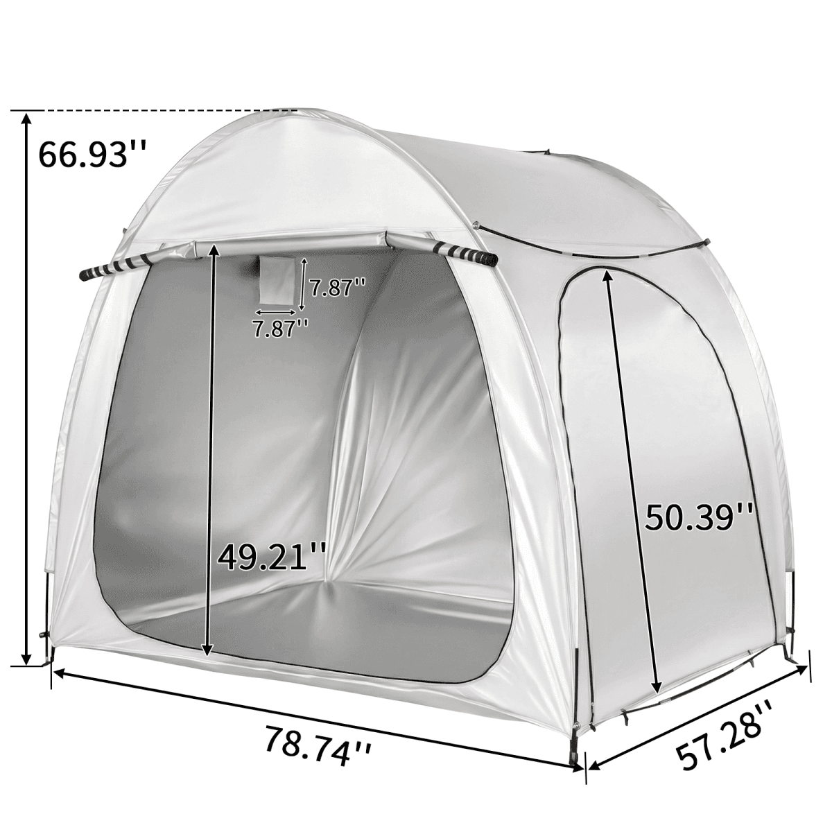 image-Bicycle Storage Shed 6.8x4.9FT Light Gray Arched 210D Oxford