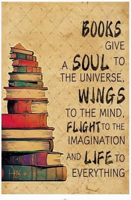 image-Books Metal Tin Sign Book Give A Soul to The Universe Wings to The Mind Love Reading Signs Home Decoration Wall Decor Motivation