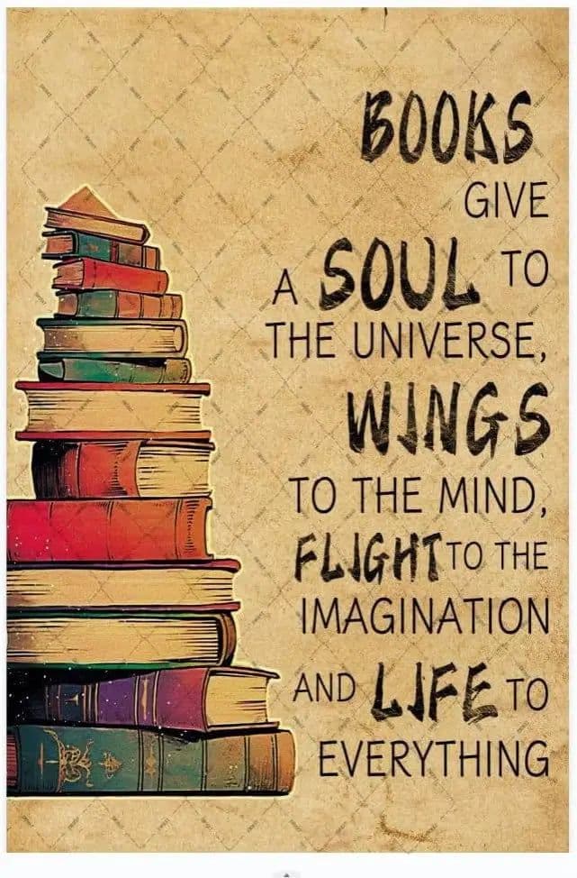 image-Books Metal Tin Sign Book Give A Soul to The Universe Wings to The Mind Love Reading Signs Home Decoration Wall Decor Motivation