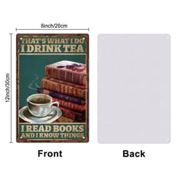 image-SUPERDANT Metal Tin Sign Drink Tea Vintage Iron Sign Retro Read Books Wall Decor Plaque Motivational Quotes Wall Art Poster for