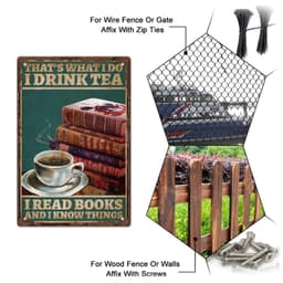 image-SUPERDANT Metal Tin Sign Drink Tea Vintage Iron Sign Retro Read Books Wall Decor Plaque Motivational Quotes Wall Art Poster for