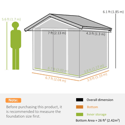 image-Outsunny Galvanised Steel Garden Shed - Green 213x130cm