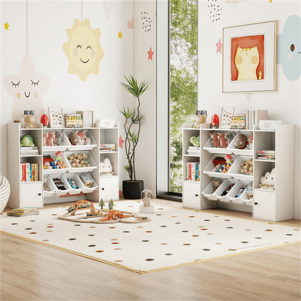 image-Kids Toy Organizer - White, 8 Bins, Anti-Tipping Shelves, 3+ Years
