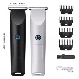 image-Men's Pro Electric Hair Clippers Trimmer Shaver - White 500mAh Battery 4 Combs