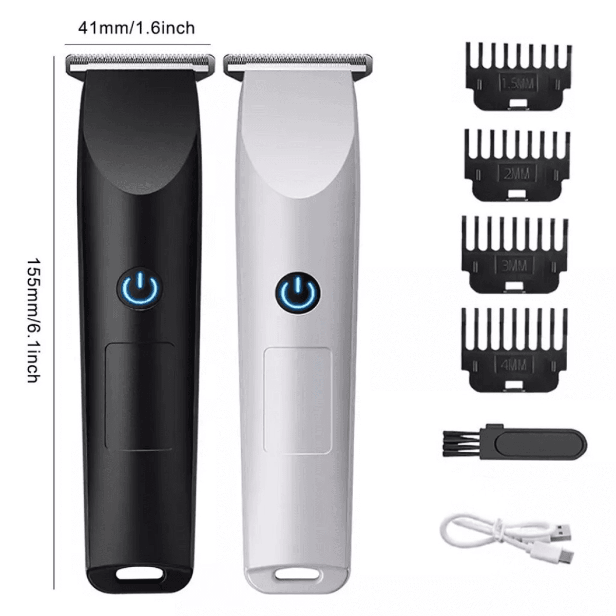 image-Men's Pro Electric Hair Clippers Trimmer Shaver - White 500mAh Battery 4 Combs