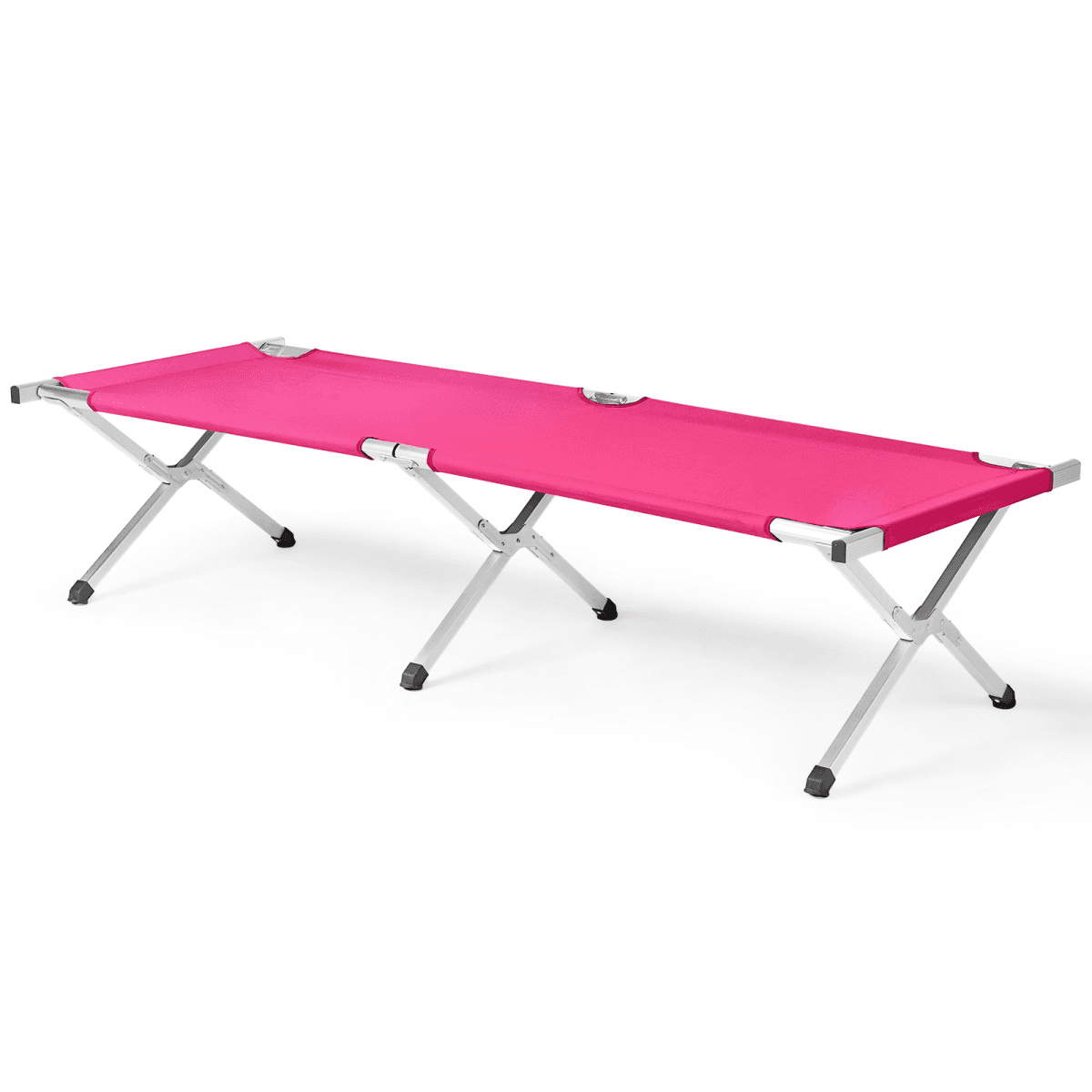 image-Folding Camping Cot with Bag - Army Pink 74.8" Durable