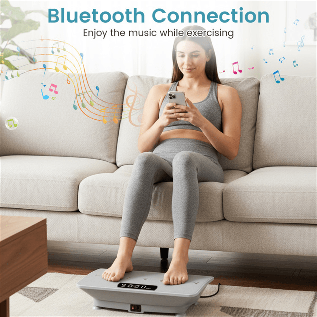image-Vibration Plate Exercise Machine - Gray, 10 Speeds, Music, 440LBS Capacity