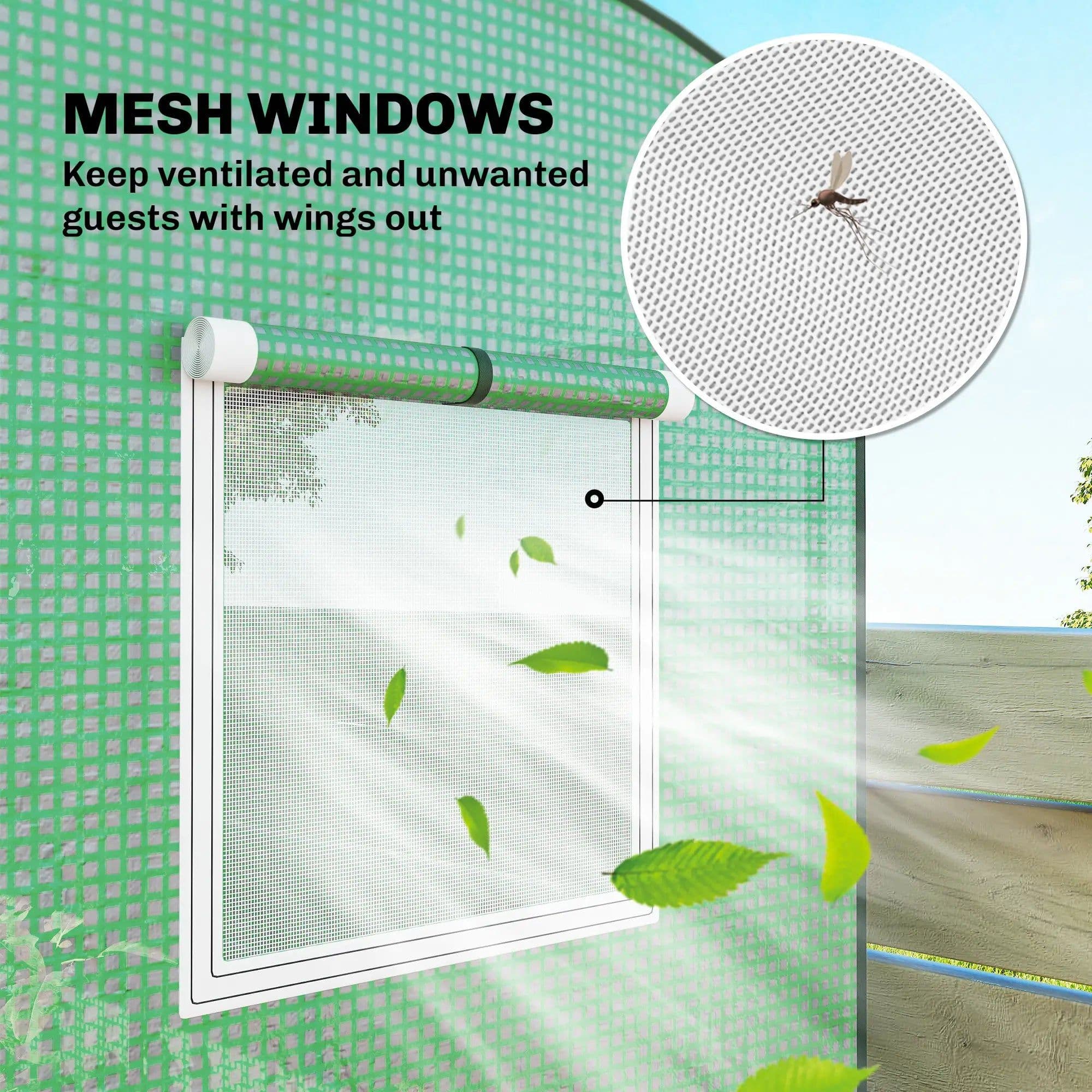 image-Garden Bed with Mini Greenhouse - Green 79"W