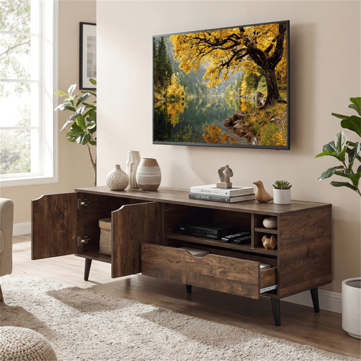 image-59" Rustic TV Stand for TVs up to 65" - Brown Media Console