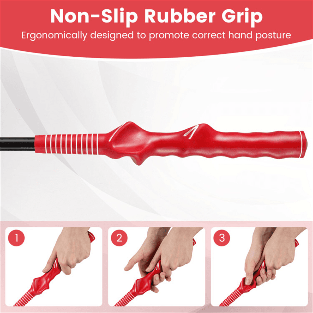 image-Golf Swing Trainer Stick - Red Click Feedback