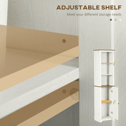 image-Tall Bathroom Cabinet Storage Cupboard with Door, Adjustable Shelves