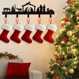image-Elegant Christmas Wall Hooks - Multi-function Stocking Decor Black Metal Hangers