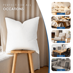 image-20-inch Designer Pillow Inserts Set - 2pcs - White 250GSM Polyester - Sofa, Bed